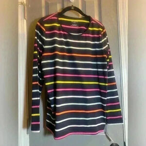 Talbots Plus long striped tee in multi colors. Size X